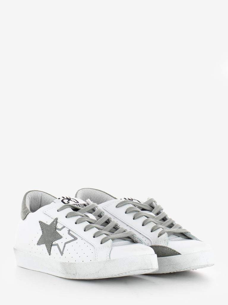 2STAR - Sneakers in pelle bianco / grigio