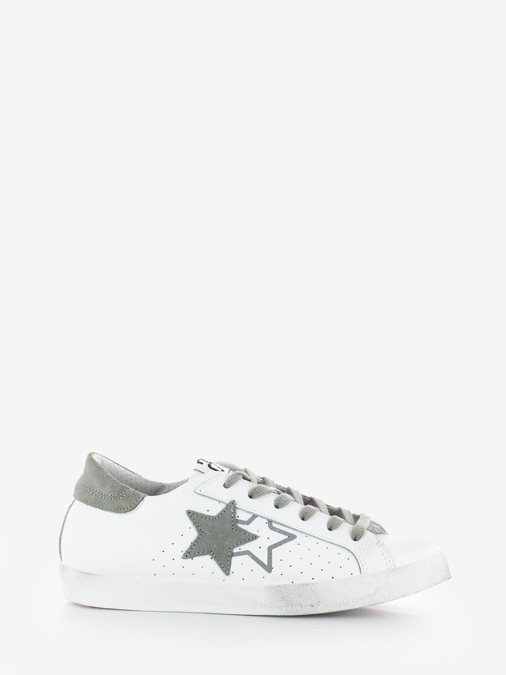 White/Grey Leather Sneakers