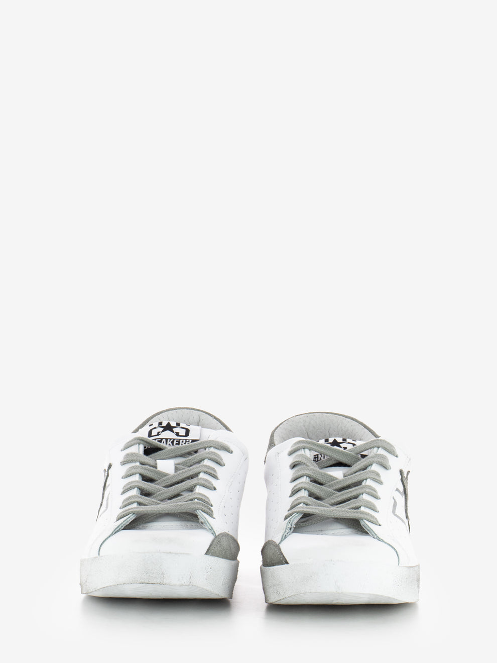 White/Grey Leather Sneakers