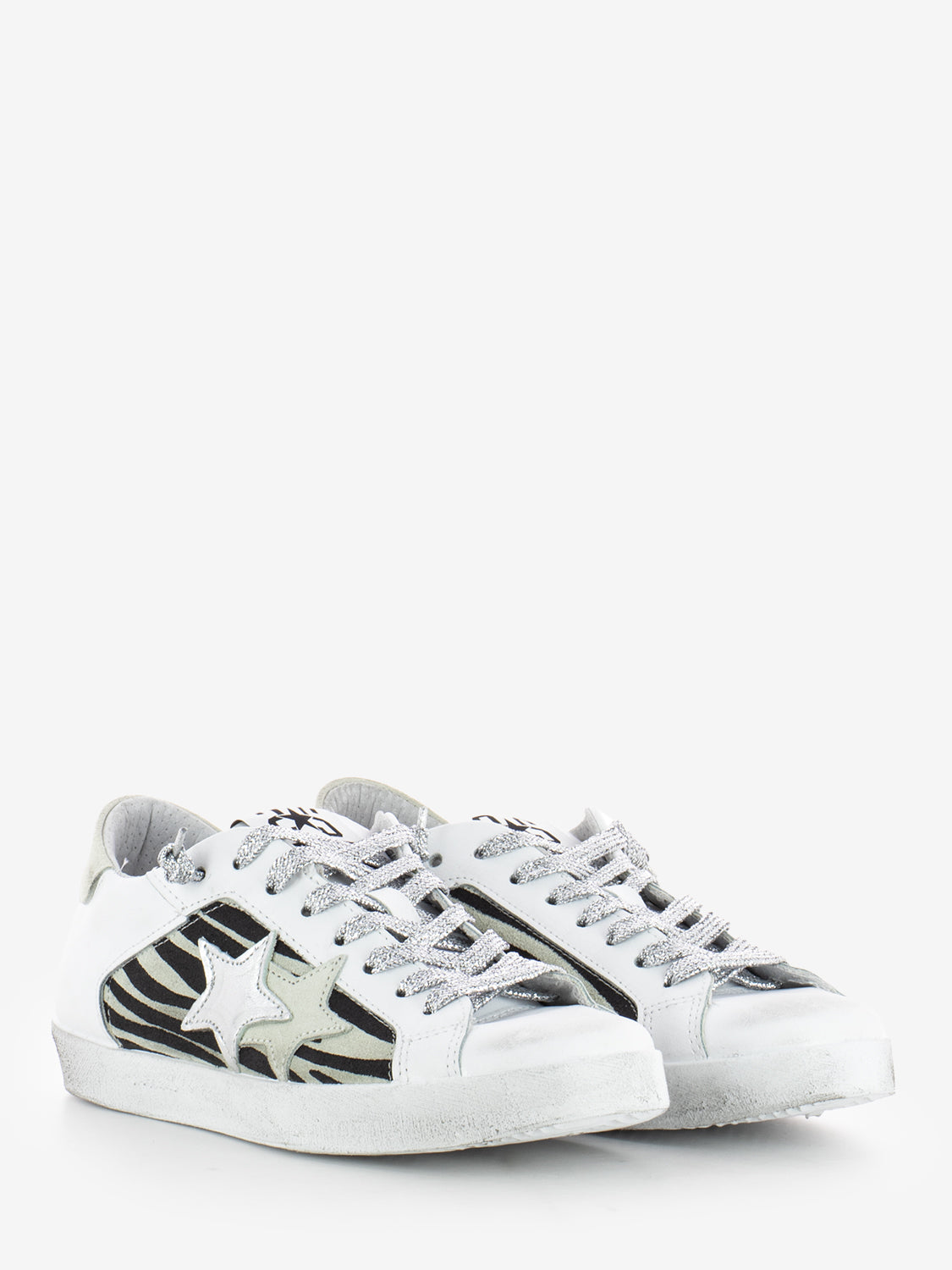 Zebra leather sneakers / white