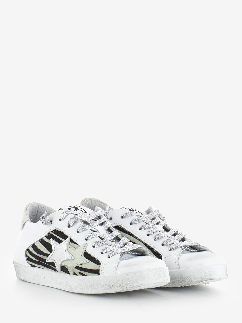 Zebra leather sneakers / white