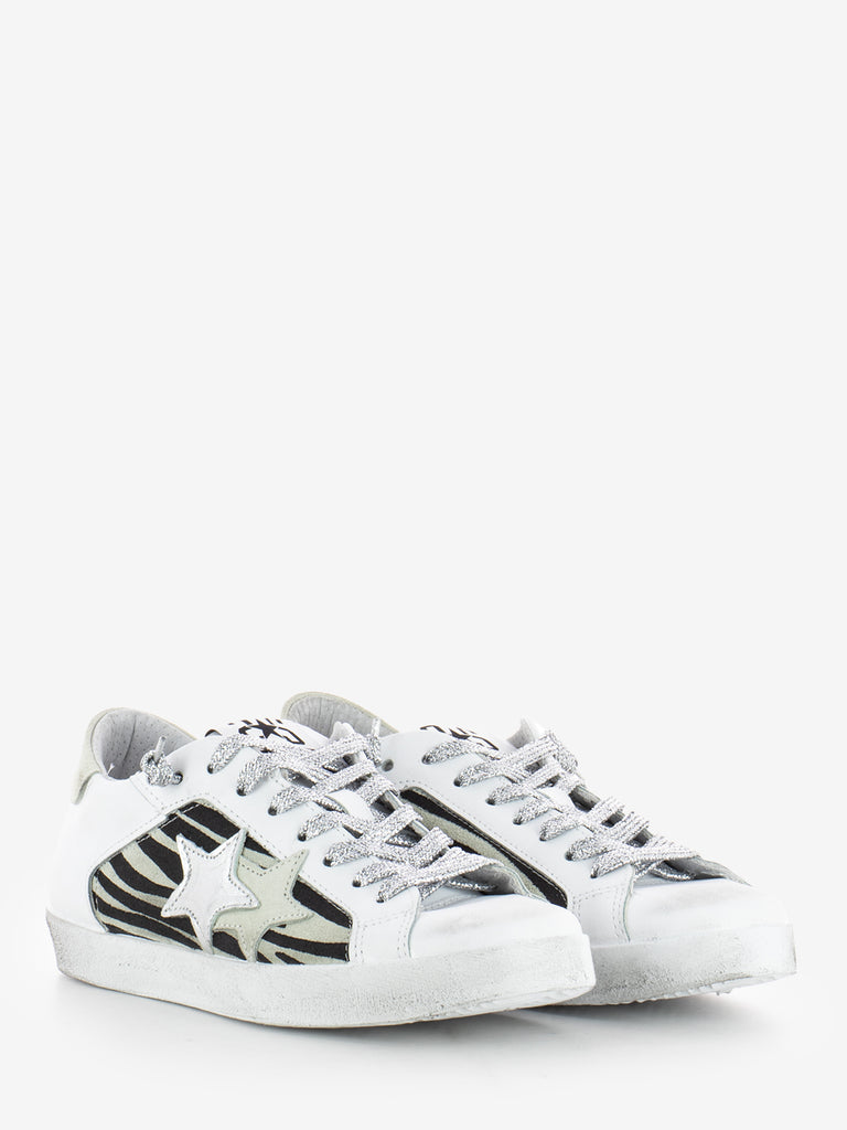 2STAR - Sneakers in pelle zebrato / bianco