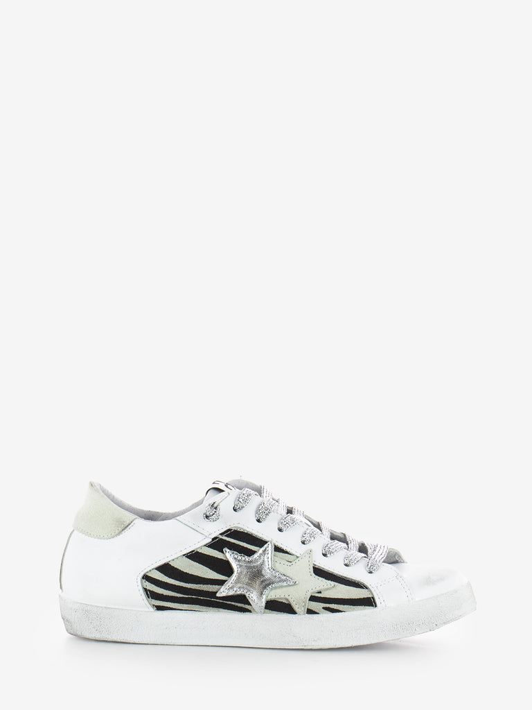 2STAR - Sneakers in pelle zebrato / bianco