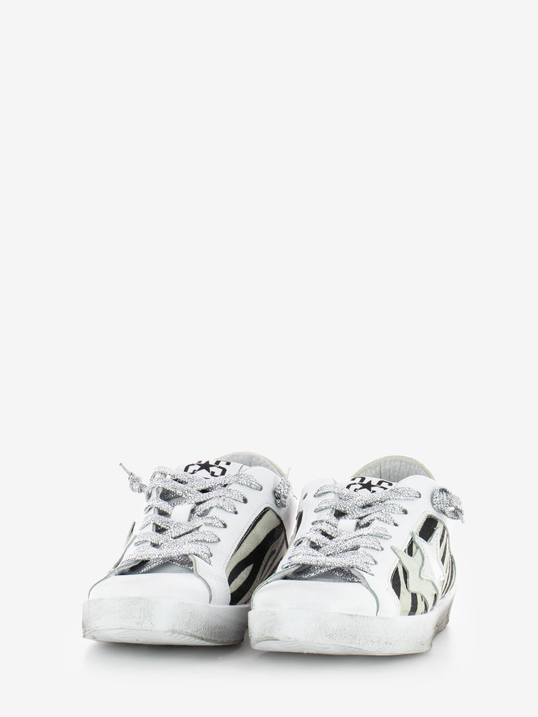 2STAR - Sneakers in pelle zebrato / bianco
