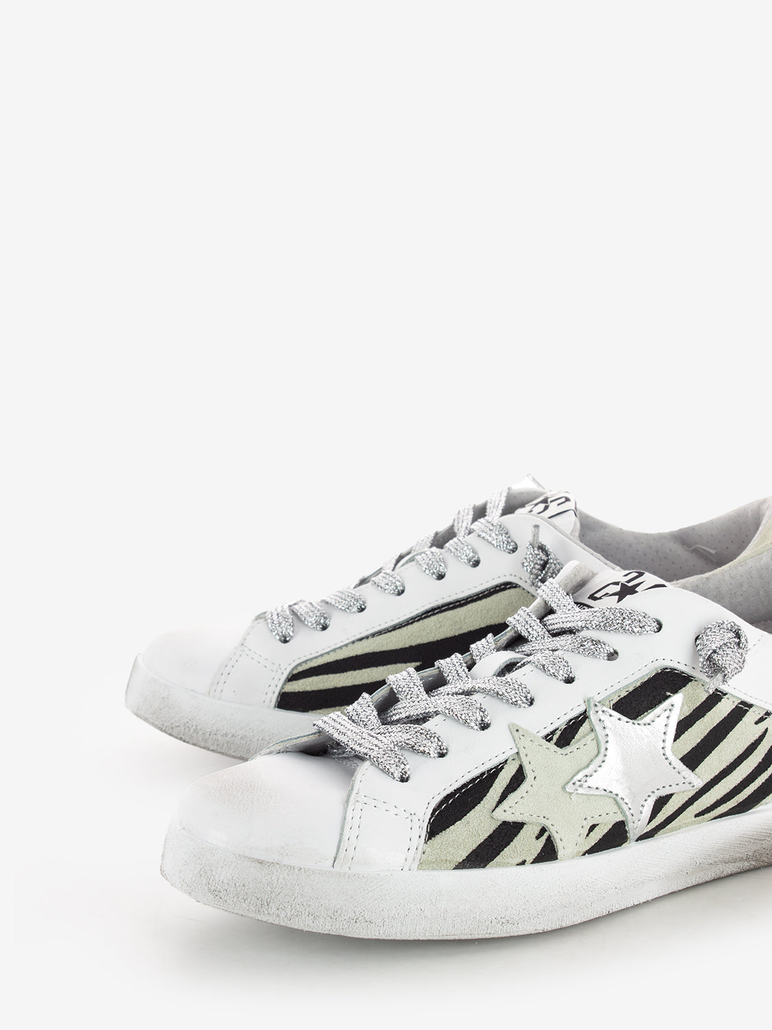 Sneakers in pelle zebrato / bianco