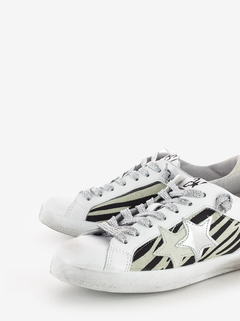 2STAR - Sneakers in pelle zebrato / bianco