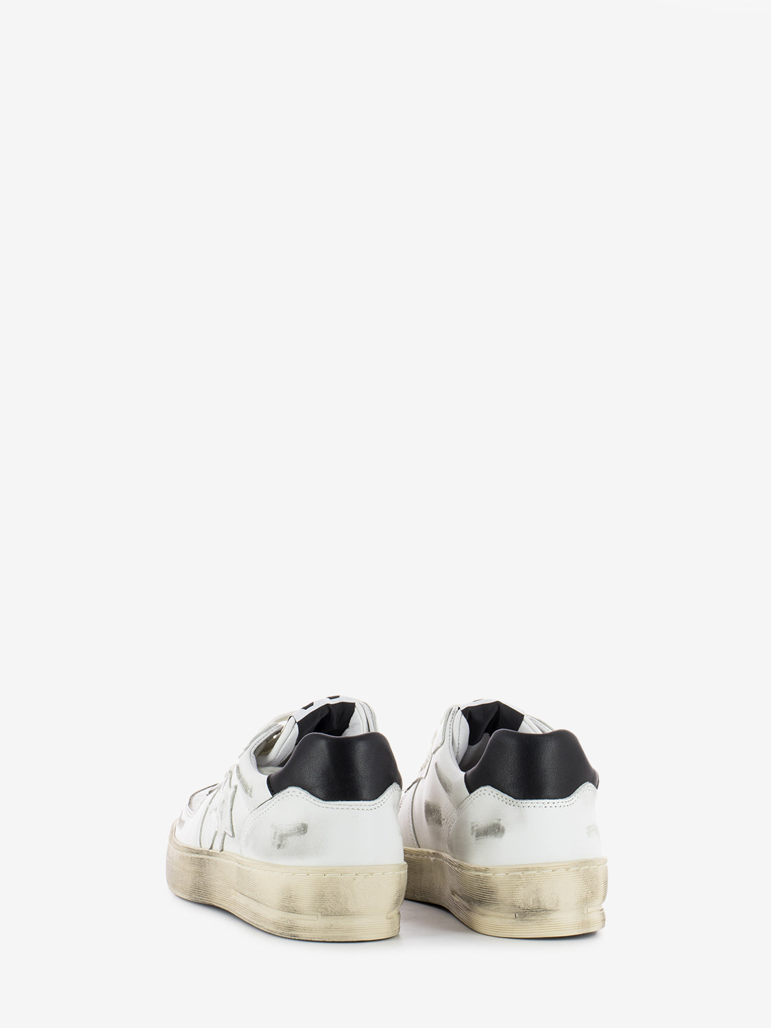 White/Black Leather Padel Sneakers