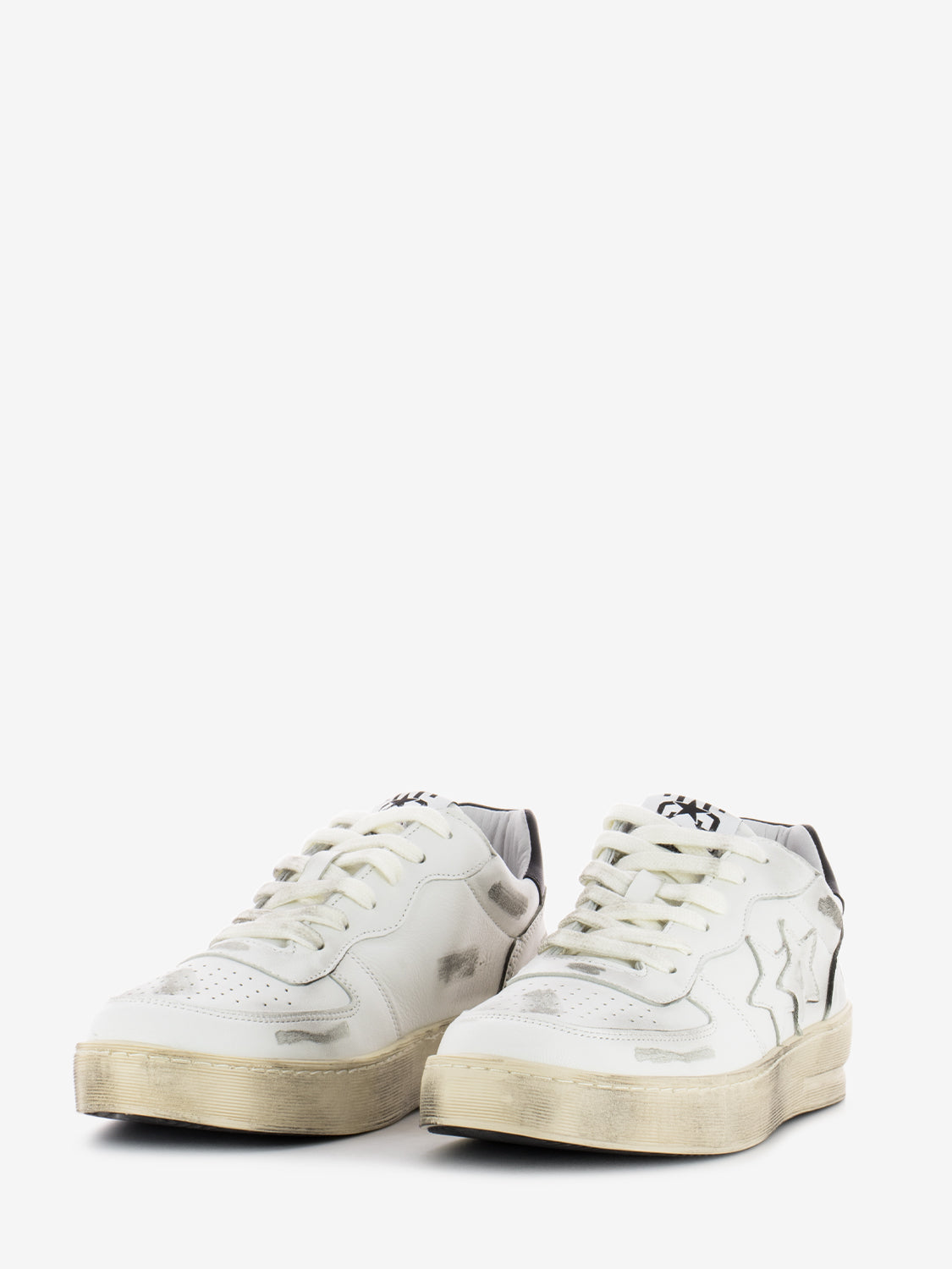 White/Black Leather Padel Sneakers
