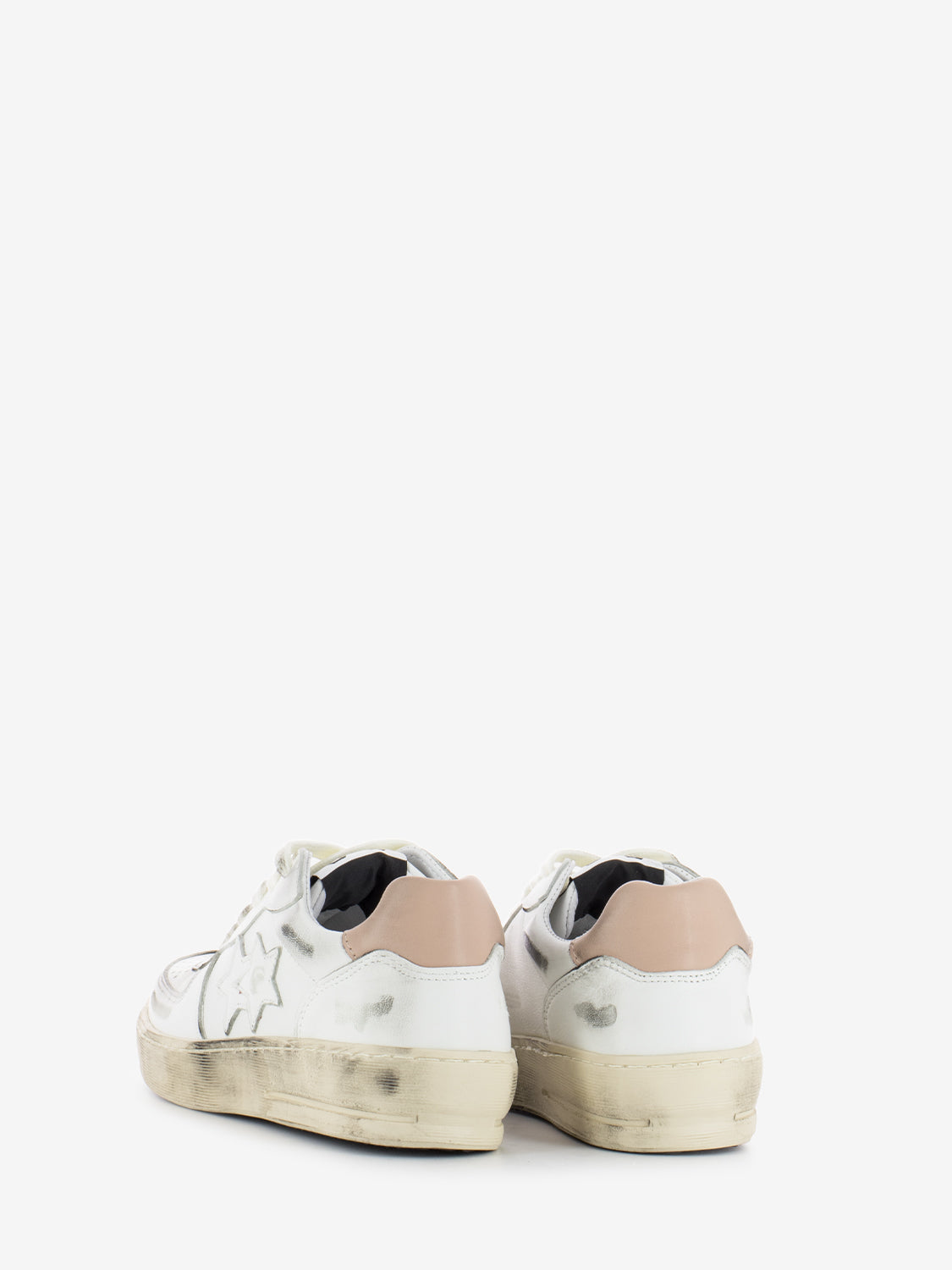 Sneakers Padel in pelle bianca / rosa