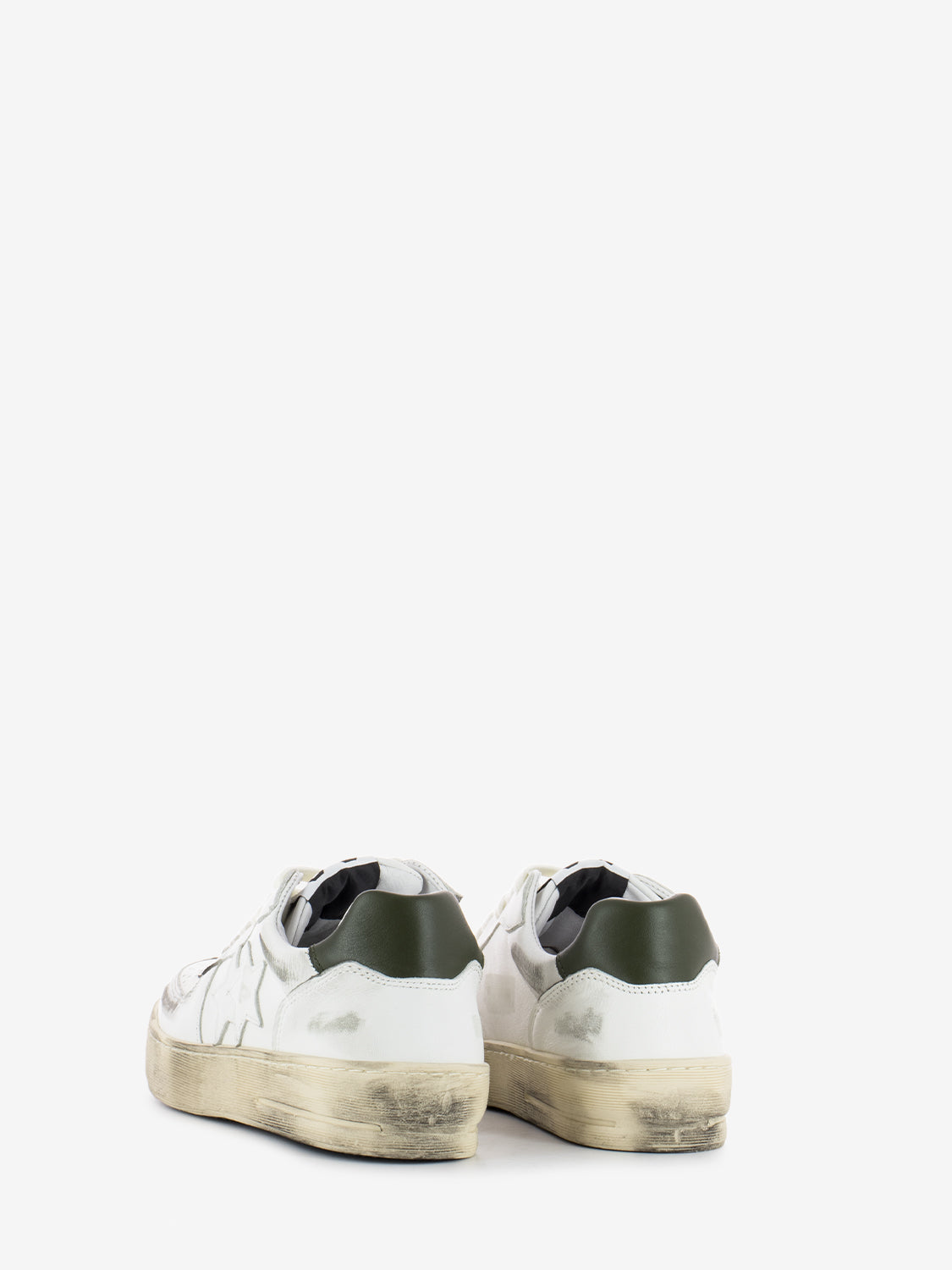 White/Green Leather Padel Sneakers