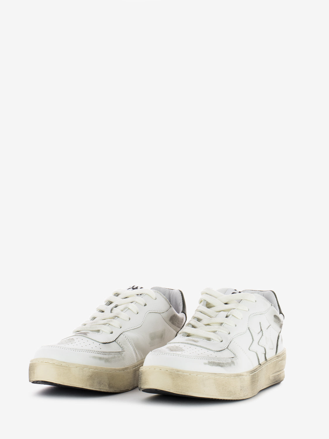 White/Green Leather Padel Sneakers