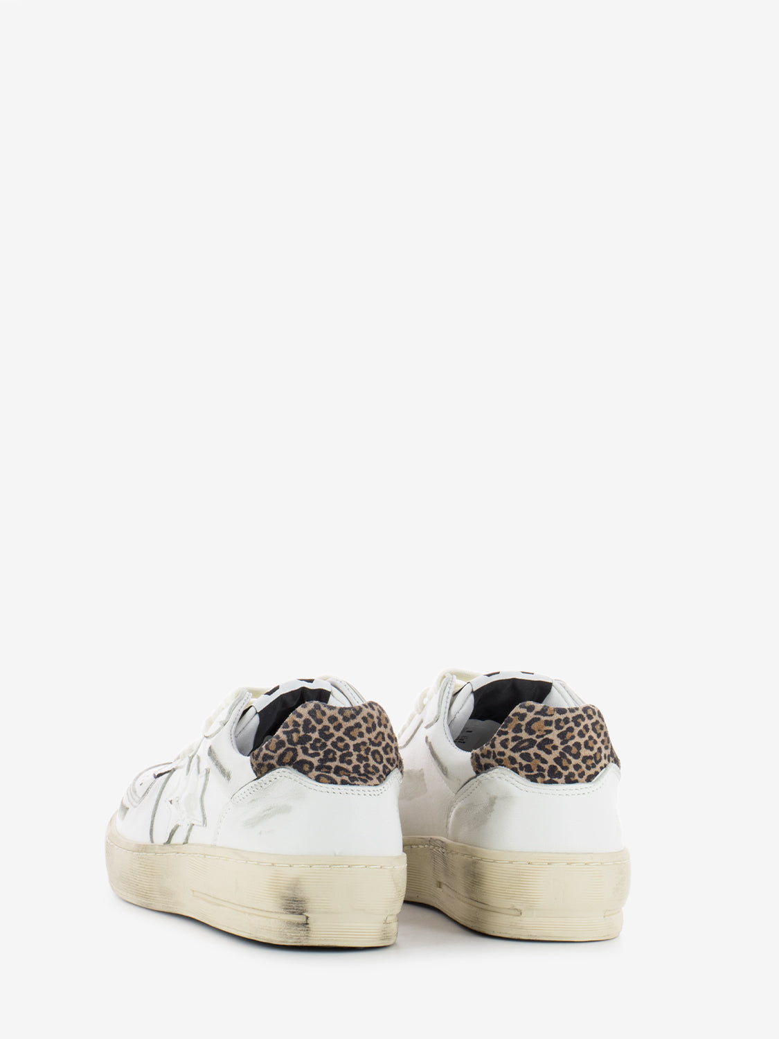 Sneakers Padel pelle bianca / leopard