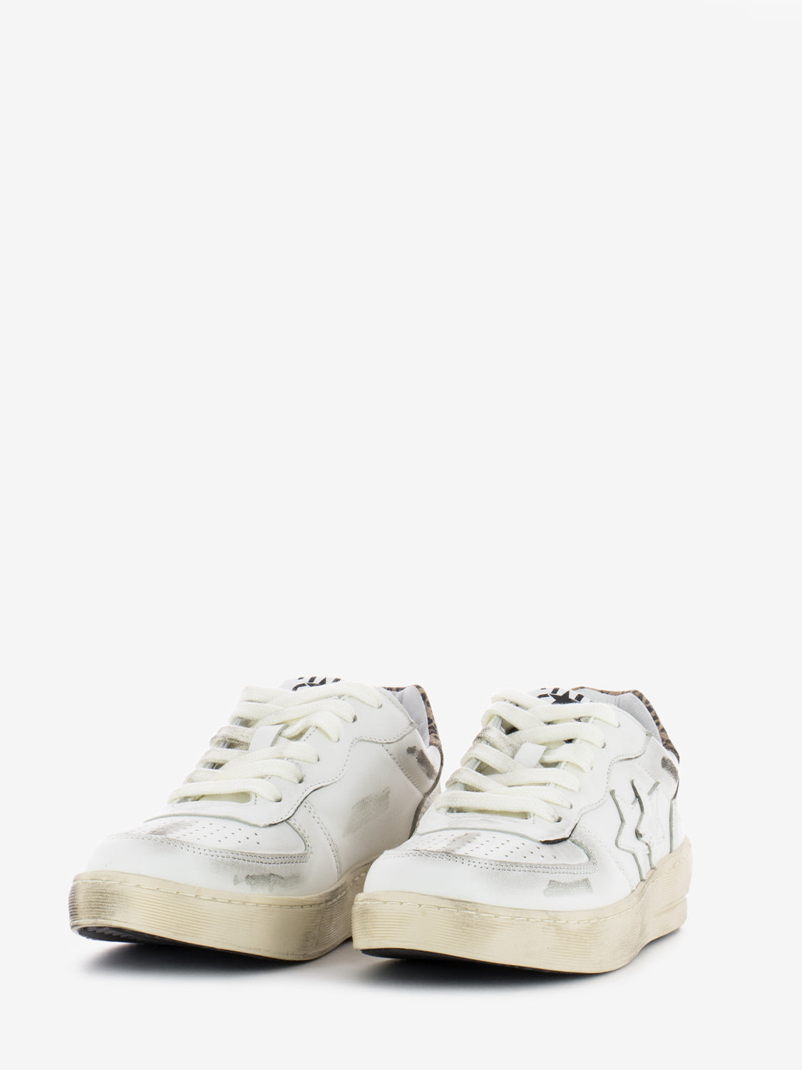 Sneakers Padel pelle bianca / leopard