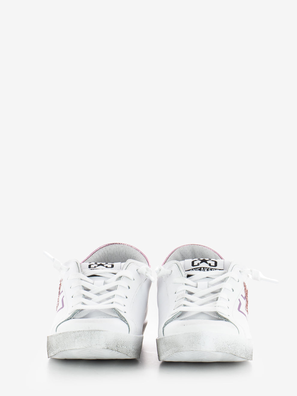 White/pink leather sneakers