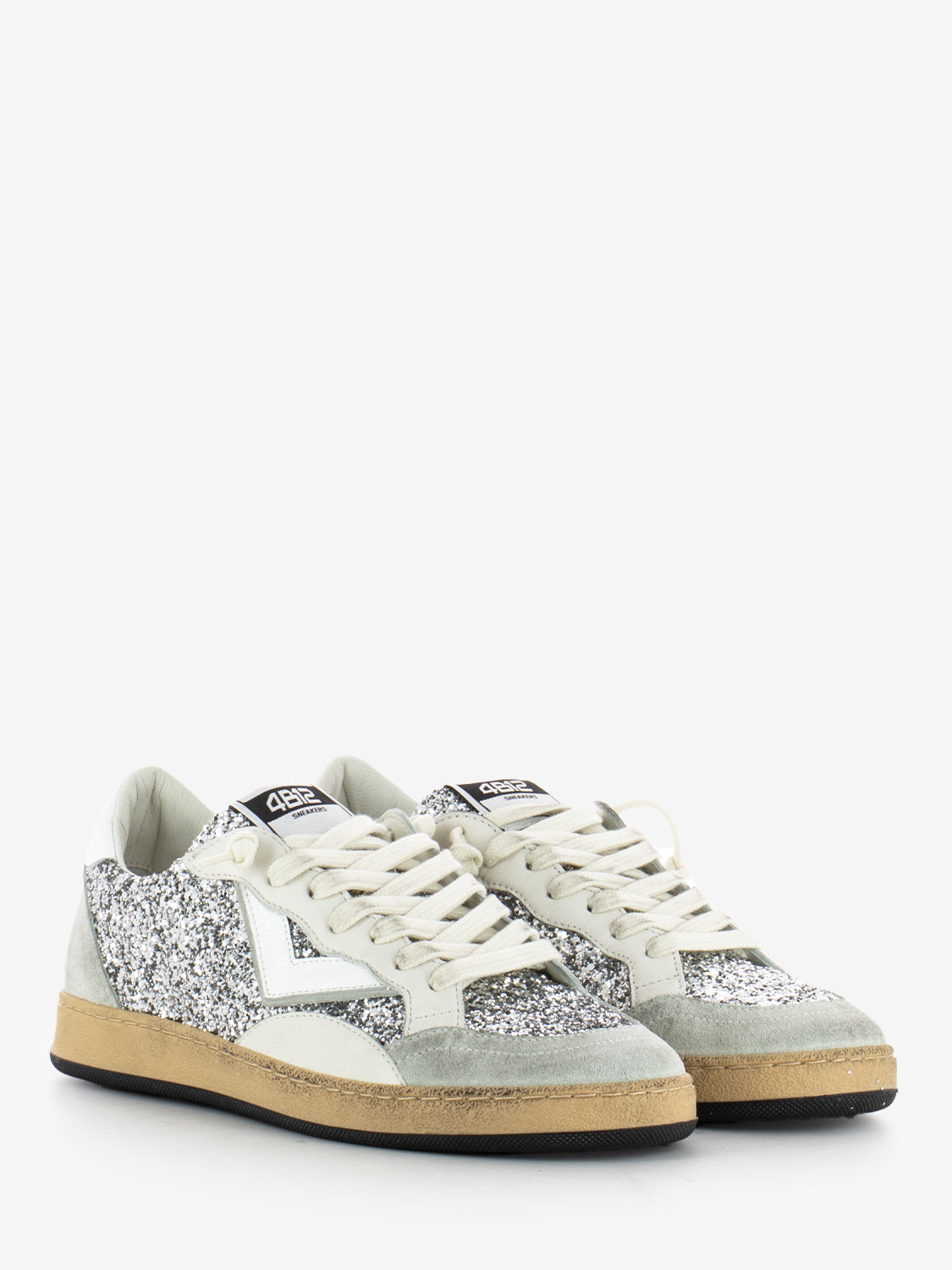Sneakers Playnew glitterata bianco / argento