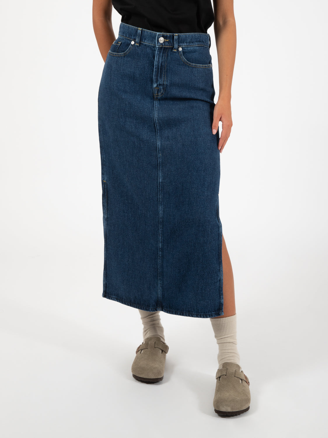 Mid blue denim skirt