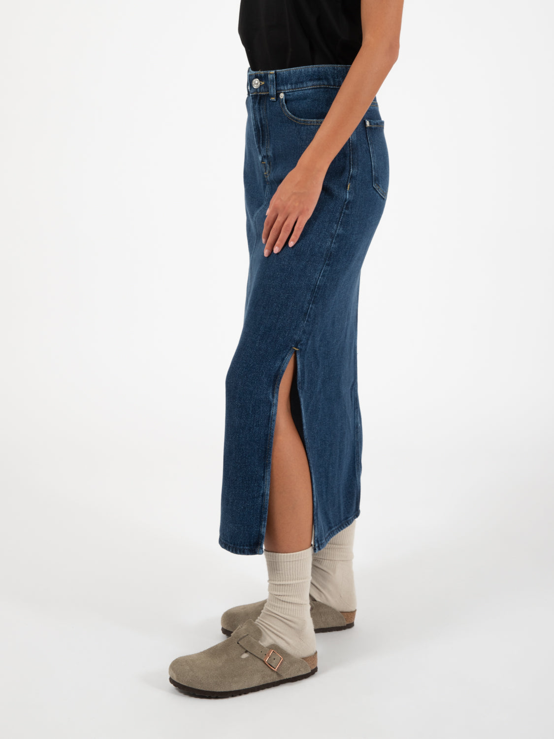 Mid blue denim skirt