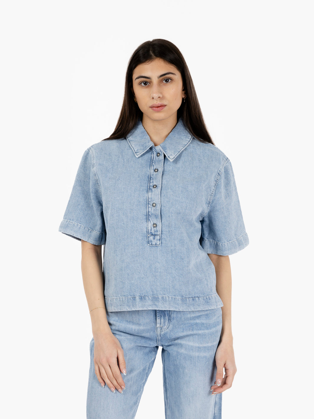 Polo in denim Kansas light blue