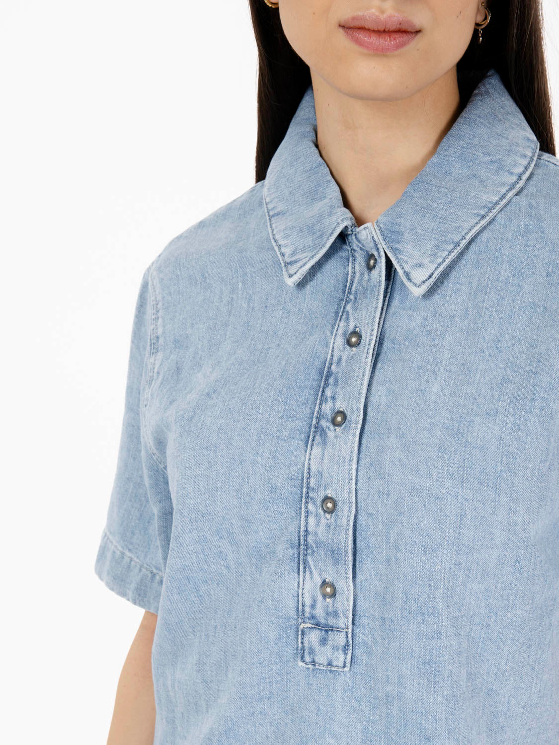 Kansas light blue denim polo shirt