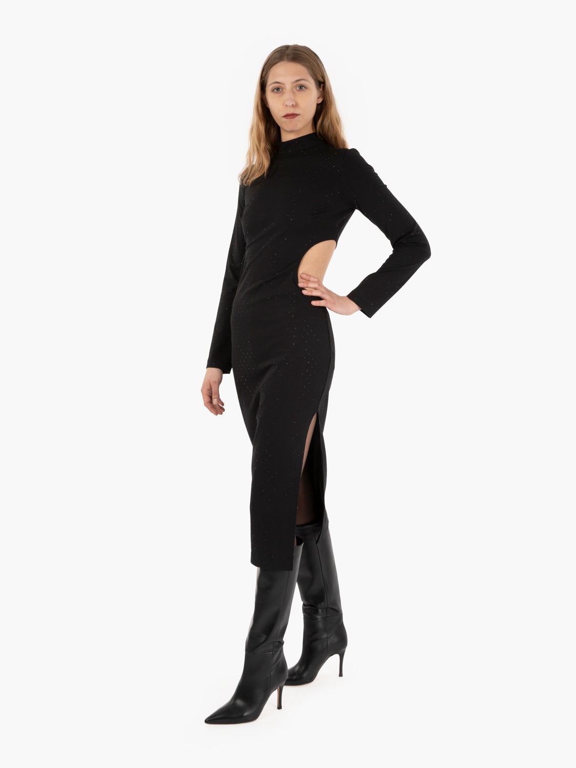 Black rhinestone midi dress