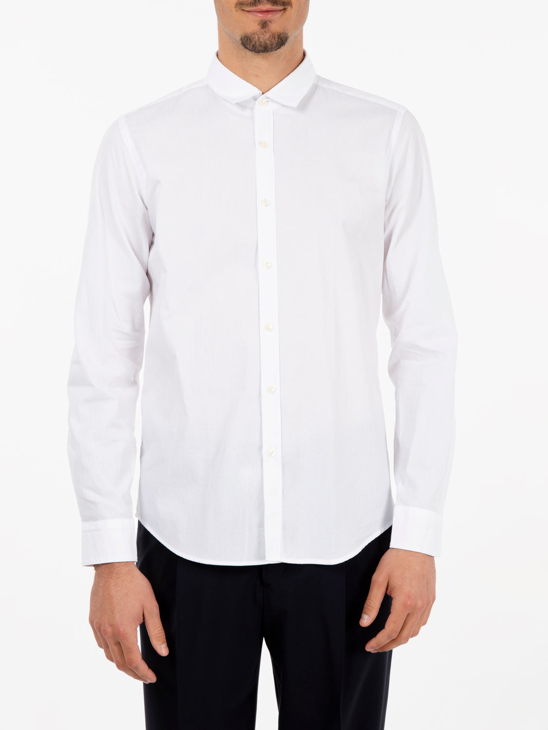 Slim fit white micro-striped shirt