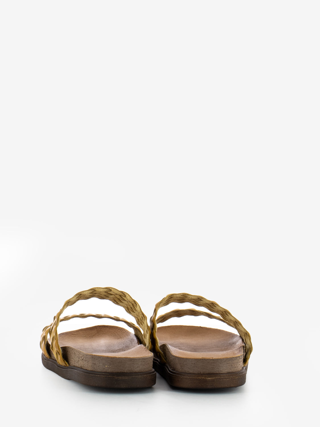 Ciabatta in pelle intrecciata ocra