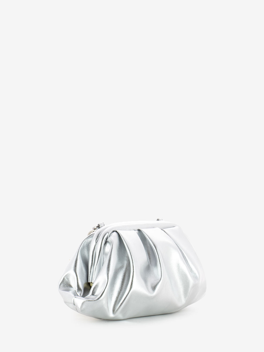 Clutch with silver metal chain