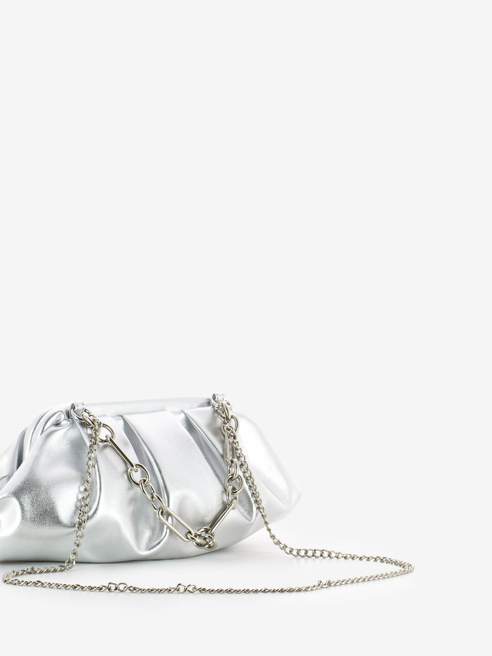 Clutch with silver metal chain