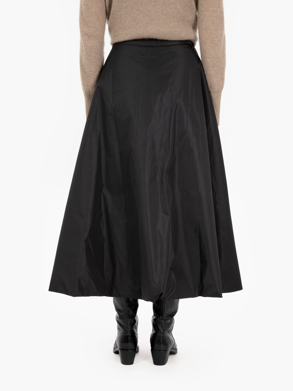 Black padded midi skirt