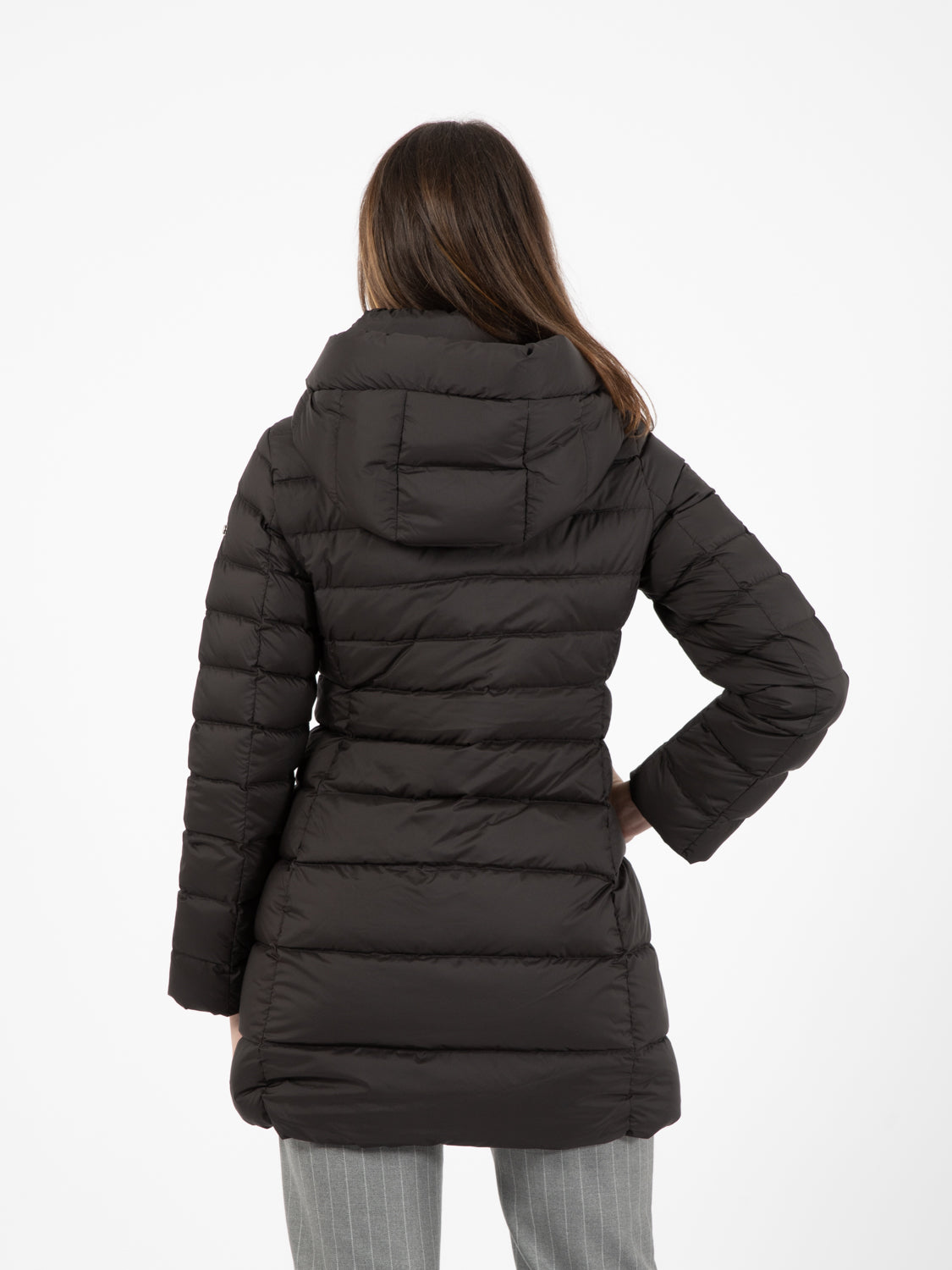 Black down jacket with detachable hood