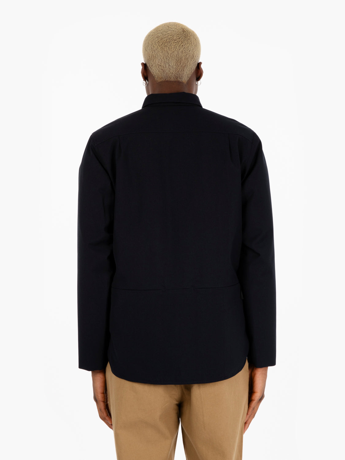 Travel shirt free gabardine navy blue