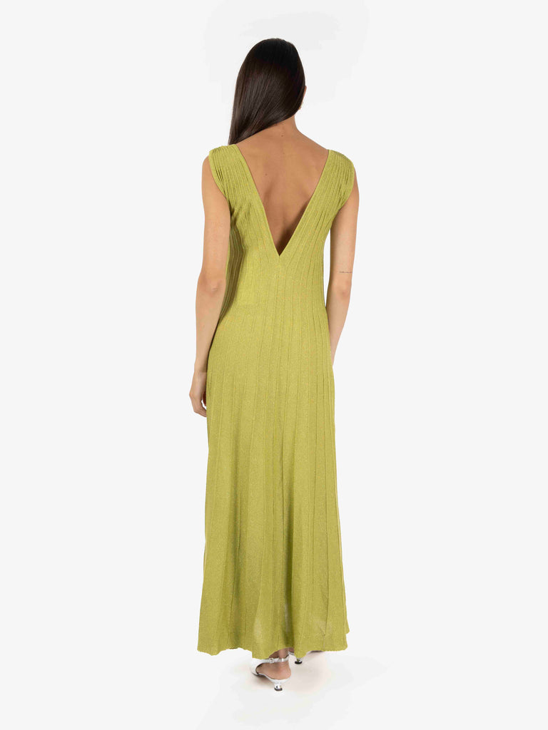 AGGEL KNITWEAR - Abito lungo con scollo a V verde