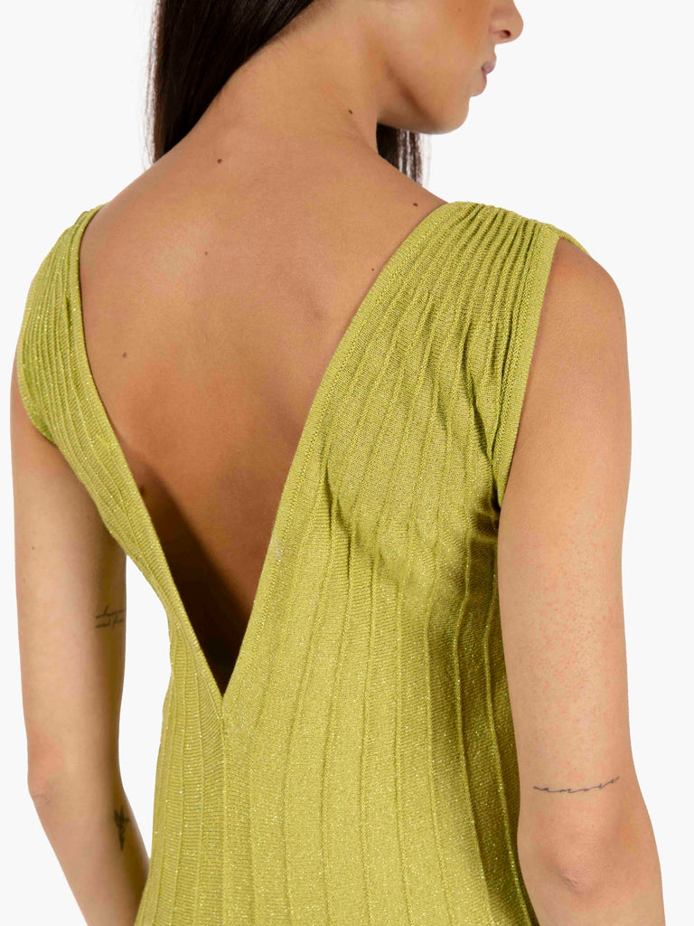 AGGEL KNITWEAR - Abito lungo con scollo a V verde