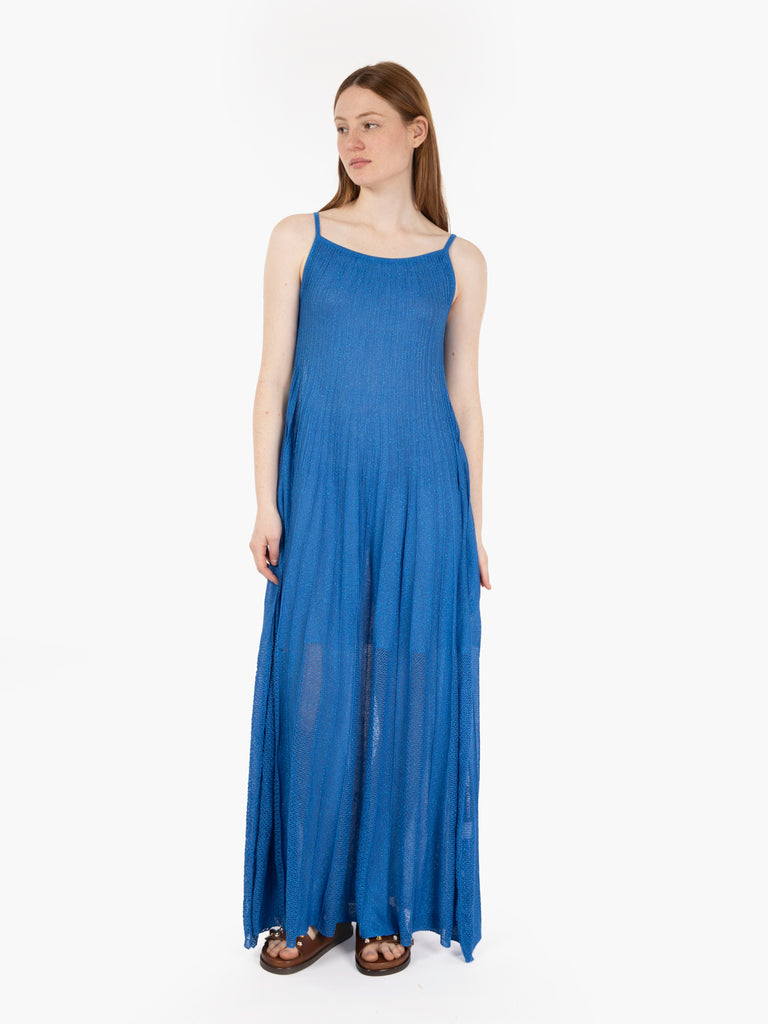 AGGEL KNITWEAR - Abito lungo filo lurex blu