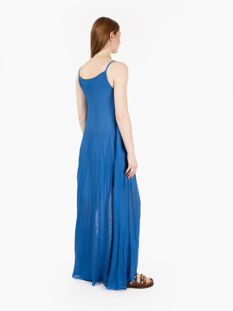 AGGEL KNITWEAR - Abito lungo filo lurex blu