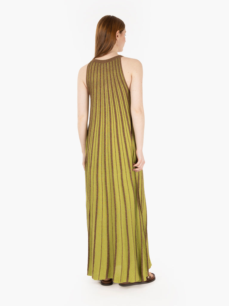 AGGEL KNITWEAR - Abito lungo smanicato bright green / bronze