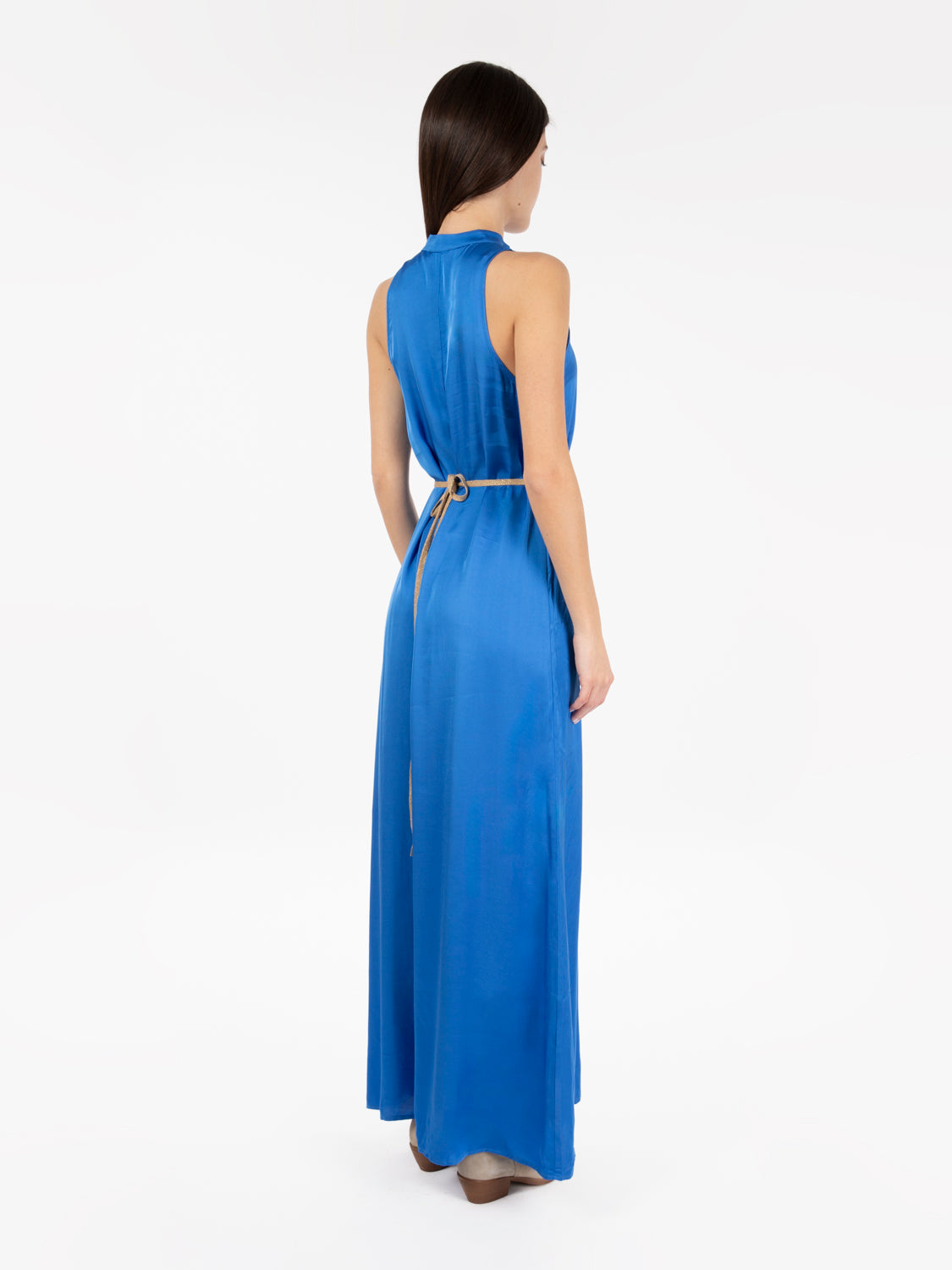 Abito lungo smanicato royal blue