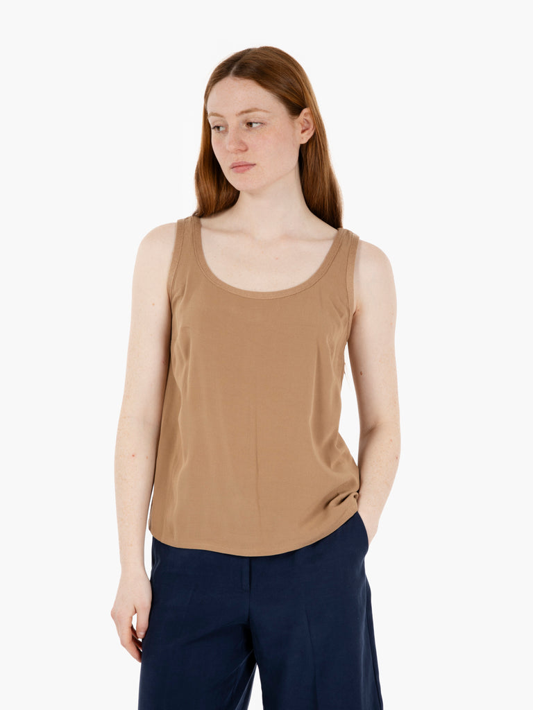 AGGEL KNITWEAR - Canotta in jersey sabbia