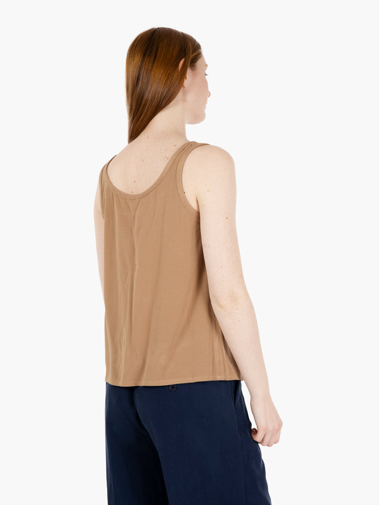 AGGEL KNITWEAR - Canotta in jersey sabbia