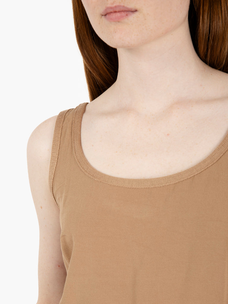 AGGEL KNITWEAR - Canotta in jersey sabbia