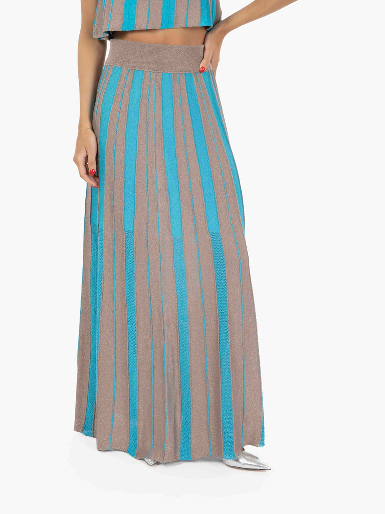 AGGEL KNITWEAR - Gonna lunga turchese / oro