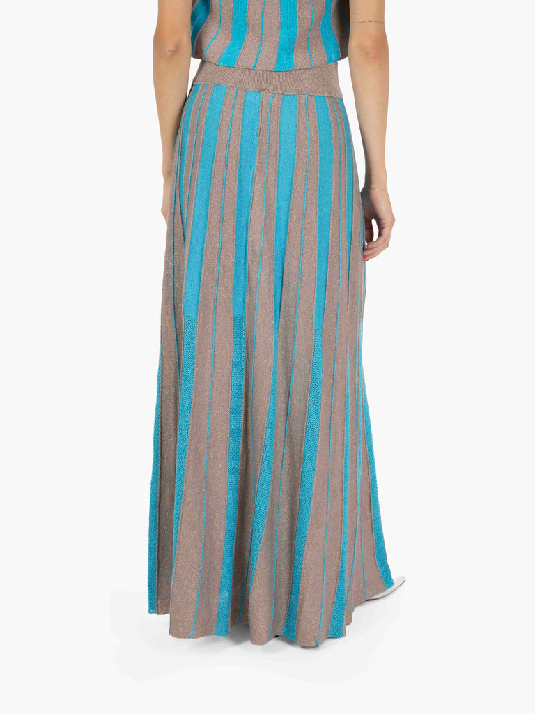AGGEL KNITWEAR - Gonna lunga turchese / oro
