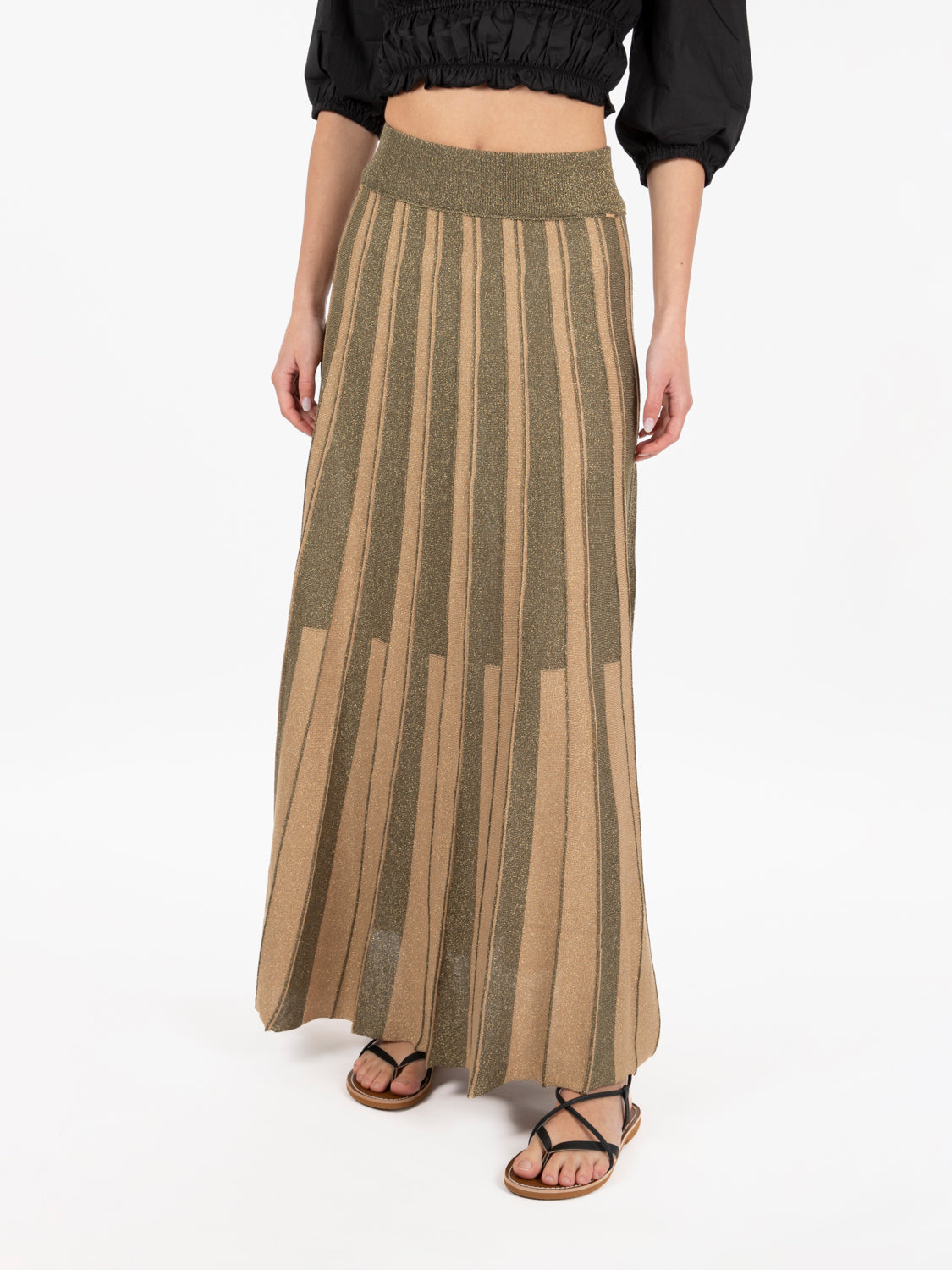 Gonna lurex khaki / tan gold