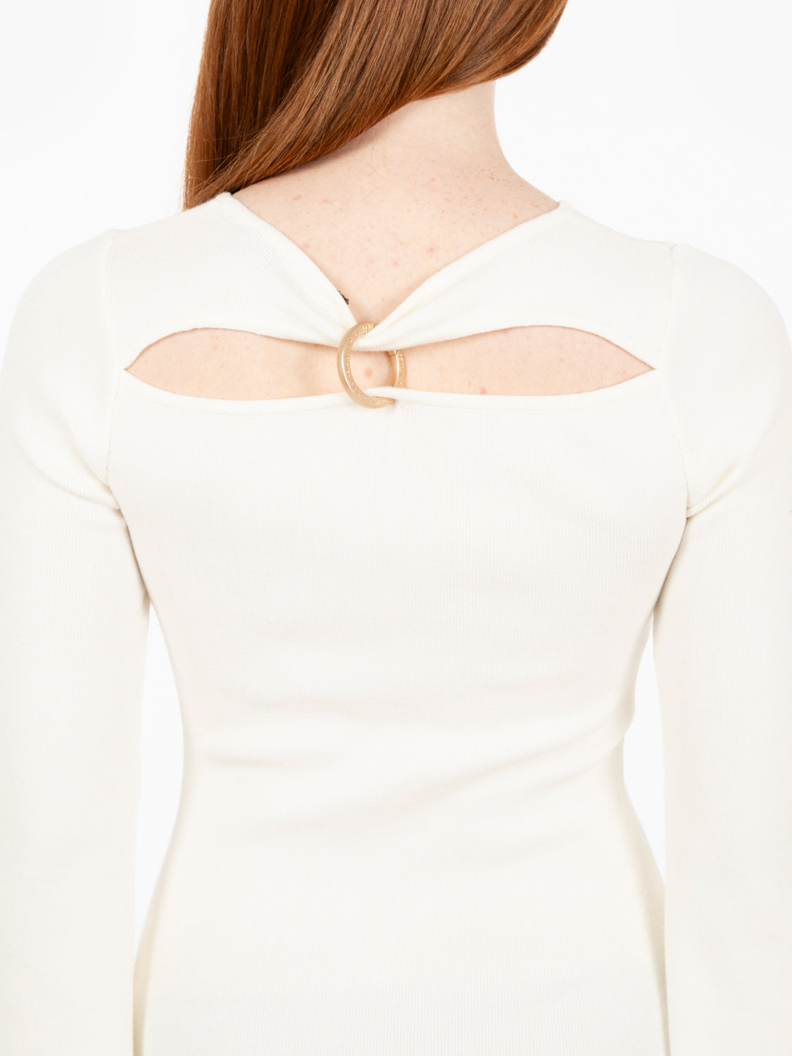 Abito cut out con ring panna