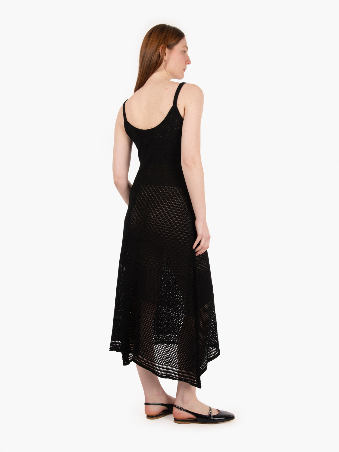 Abito in maglia punto pizzo nero
