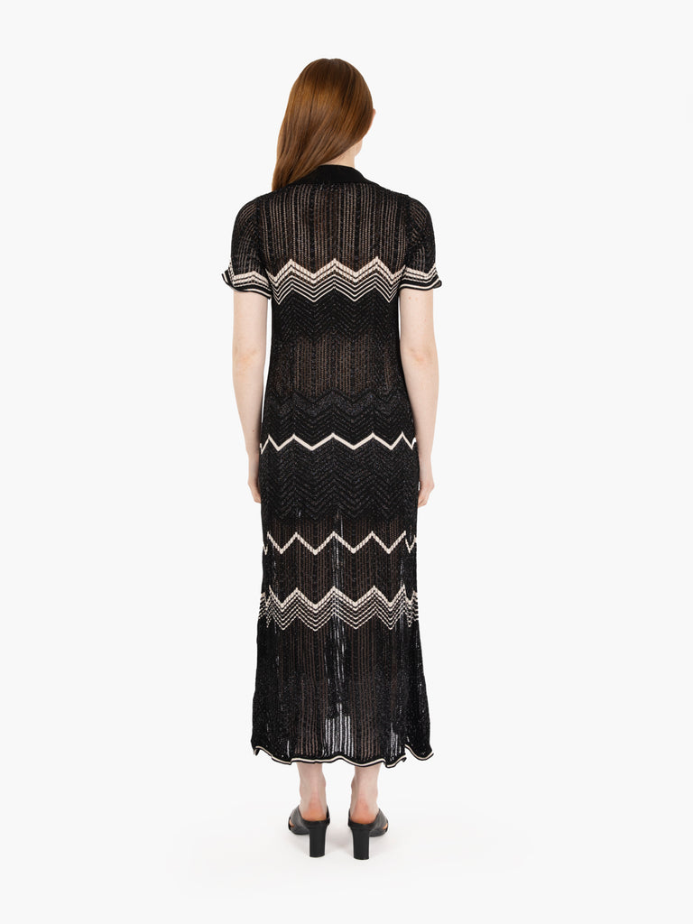 AKEP - Abito lungo in maglia a zig zag nero