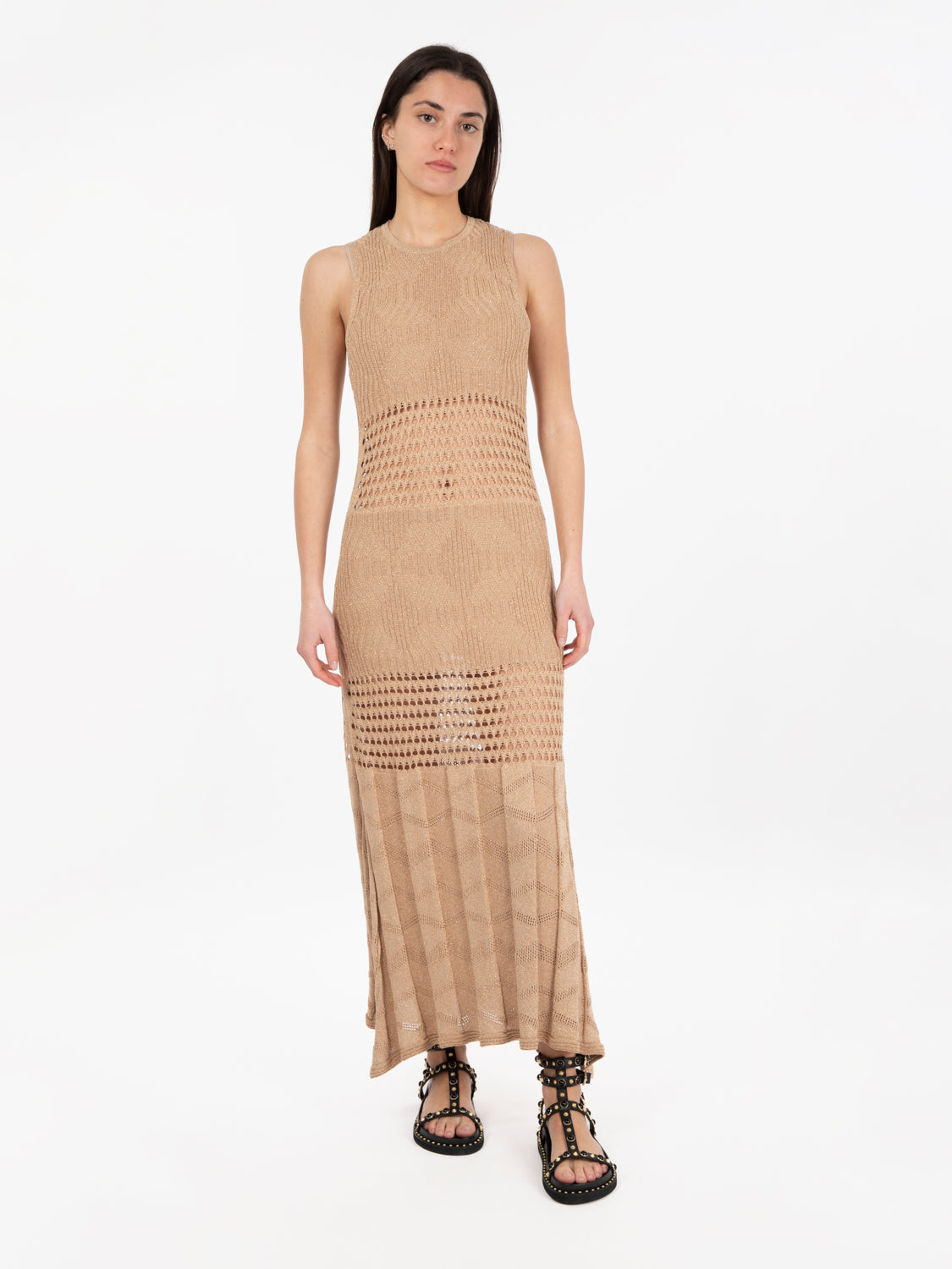 Sand Lurex Long Dress