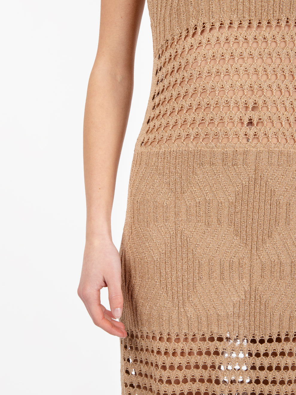 Sand Lurex Long Dress