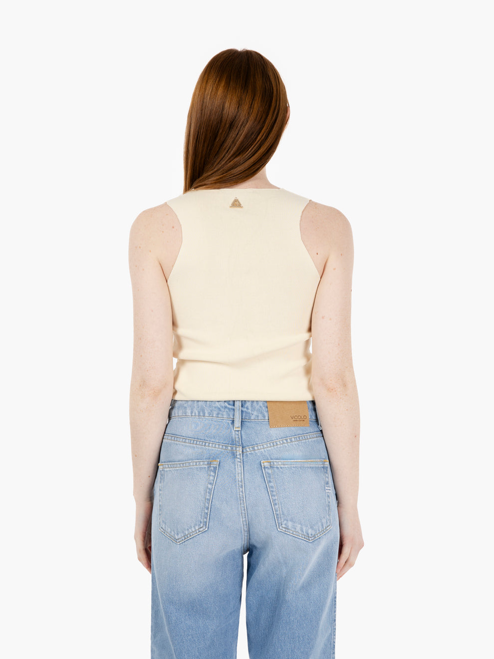 Canotta basic in maglia crema