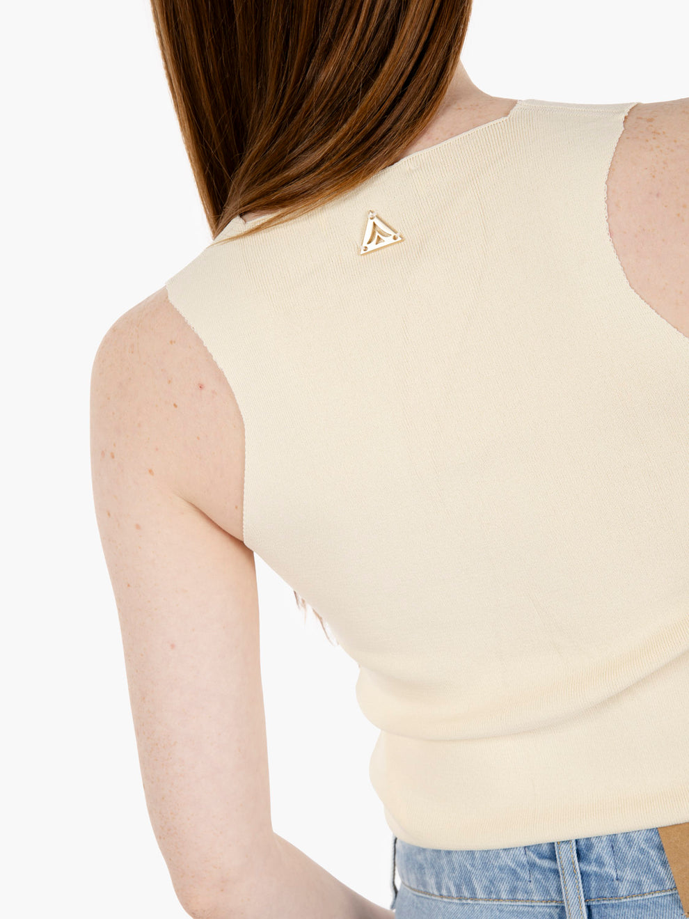 Canotta basic in maglia crema